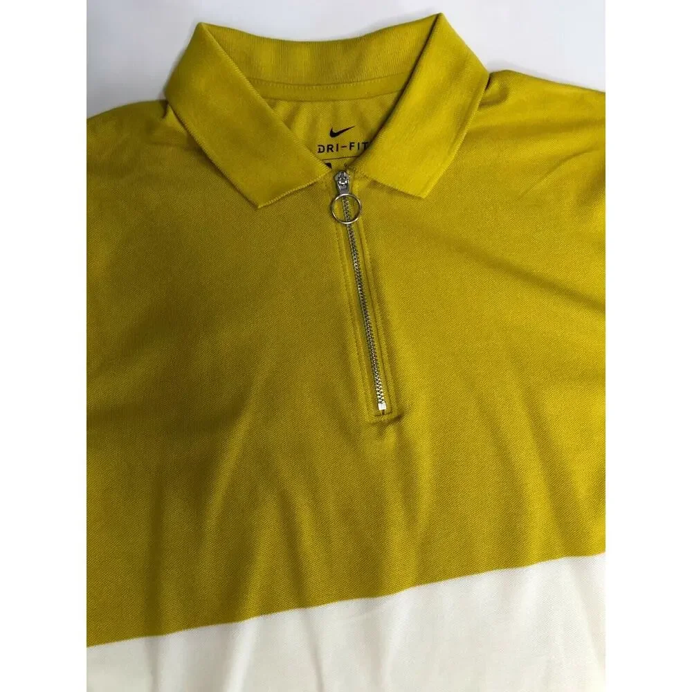 Nike Dri-Fit Yellow Women’s Golf Polo Shirt White Multi BV0186-393 Size L